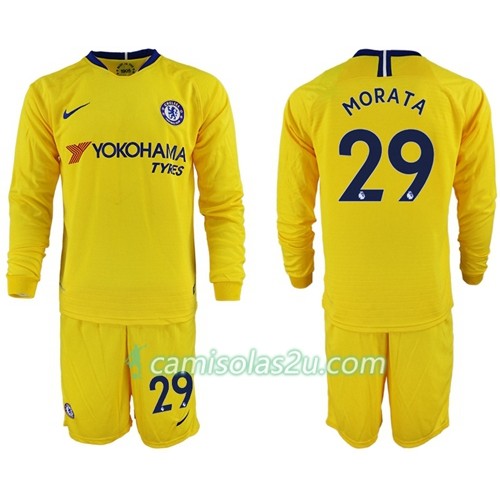 Camisolas de Futebol Chelsea Morata 29 Criança Equipamento Alternativa 2018/19 Manga Comprida Camisolas de Futebol Chelsea Morata 29 Criança Equipamento Alternativa 2018/19 Manga Comprida